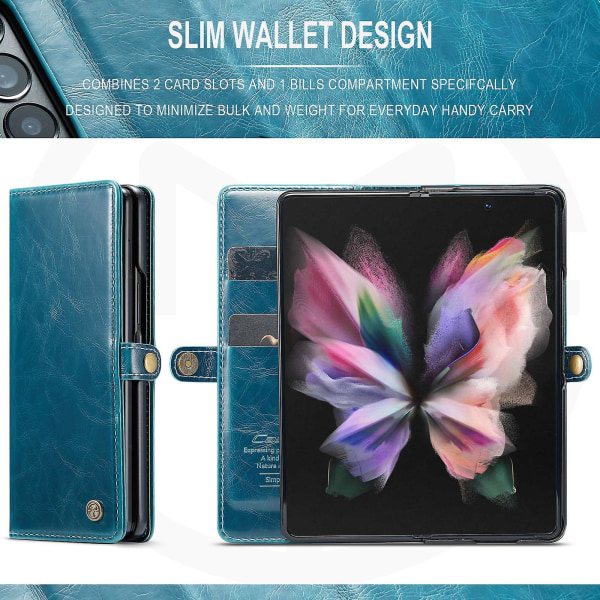 Samsung Galaxy Z Fold 3 -lompakkopehmustettu PU-nahkakuori