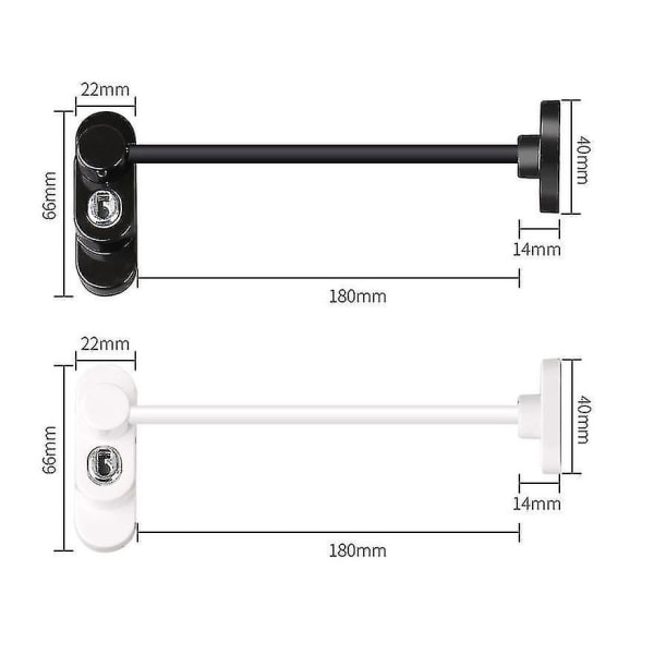 Vinduessikkerhedslåse Selvklæbende 2-pak babyvinduesbegrænser med nøgle Upvc vindueslås Børnesikkerhedskabellås Kæledyrsvinduesbegrænser Ingen boring Ch