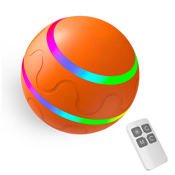 Smart Ball for Kjæledyr, Interaktiv Valpeball med Fjernkontroll og LED-lys, Oppladbar Smart Wicked Busy Ball for Hunder og Katter Orange