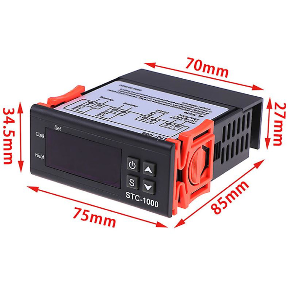Digital 220v Stc-1000 Temperaturregulator Termostat Regulator+sensor Shytmv One Size