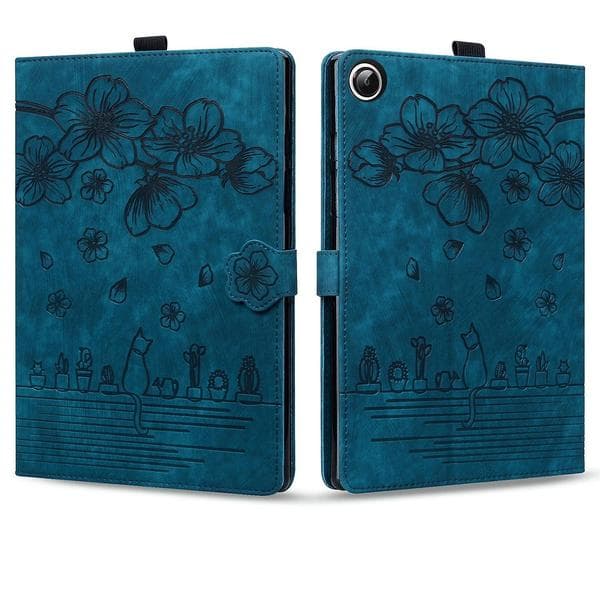 Lærfutteral for Samsung Galaxy Tab A9+ med kattemotiv