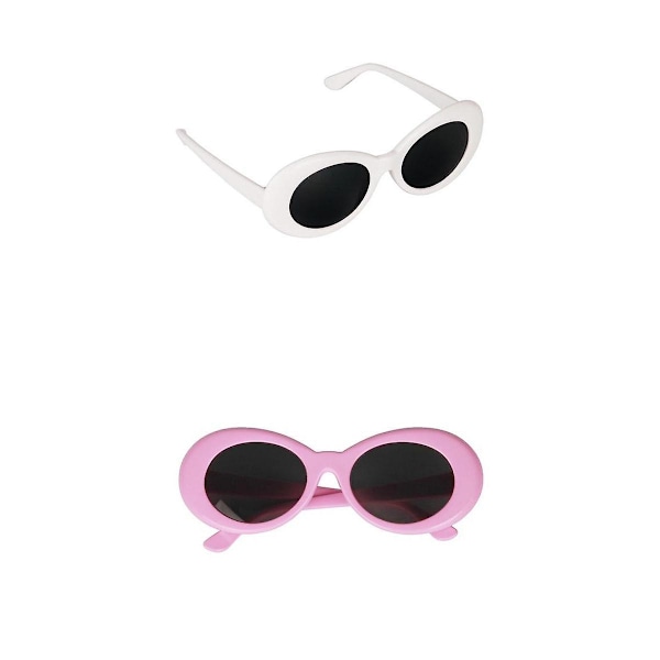 Retro Clout Goggles Solglasögon Oval Bold Mod Tjocka Ramar Solglasögon Pack Om 2