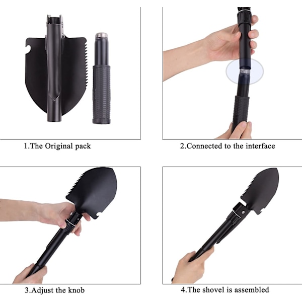 Jinyi Military Folding Shovel, Multifunktionell Mini Foldable Shovel Survival Spade Entrenching Tool med bärväska för camping, vandring, vandring,