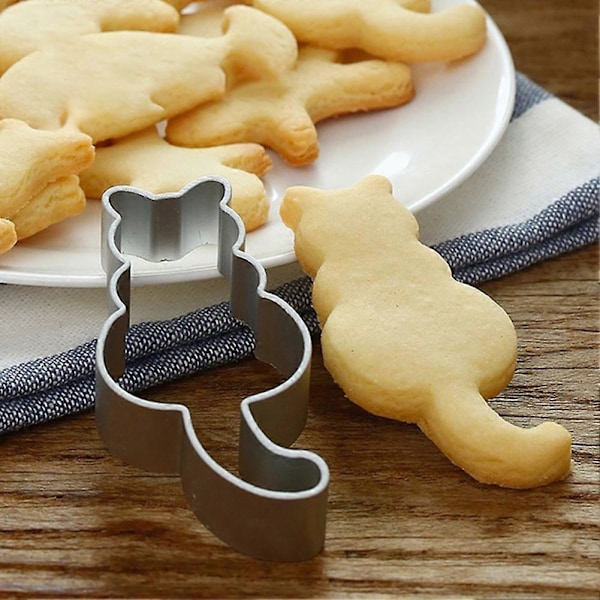 Søt Katteform Rustfritt Stål Bakeform Kakeform Sjokoladekjeks Kutterform