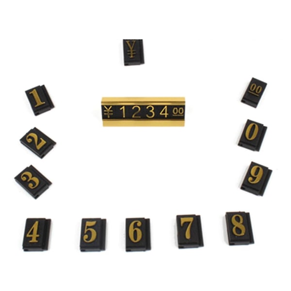 Guld nummer Prislapp Skyltar 20 set arabiska siffror tillsammans Pris Cube Kit