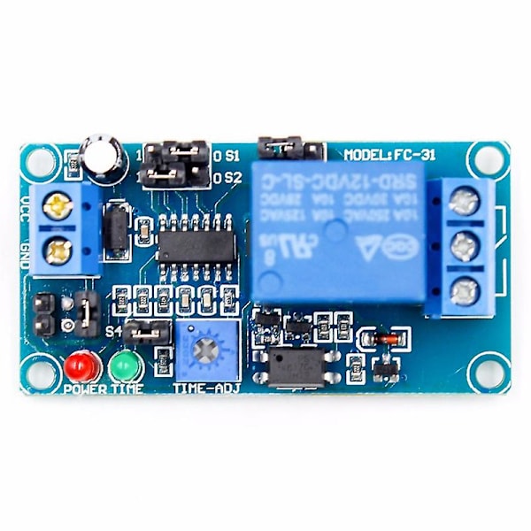 12V DC Fördröjningsrelä Fördröjd På/Fördröjd Av-Brytare Modul med Timer