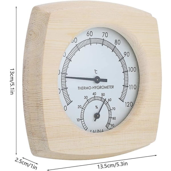 Saunan lämpömittari ja hydrometri, saunan puinen lämpömittari 2 in 1 saunan lämpötilan kosteusmittari