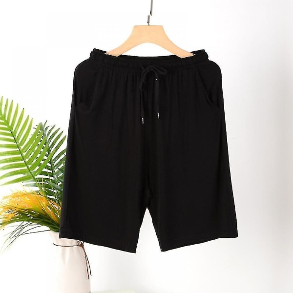 Pyjamasshorts för män och stora män med fickor A Black XL