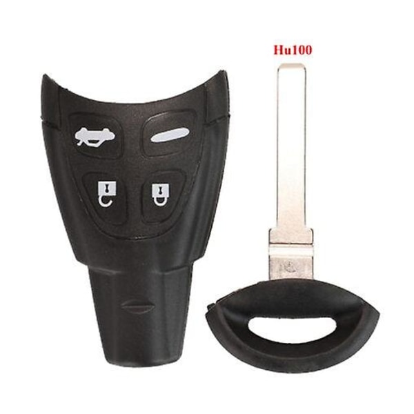 Fjernkontroll nøkkelskall for Saab 9-3 93 2003-2007 - erstatning for nøkkelfri fob-skall med 4 knapper og ubeskåret blad - smartkort Shell with hu100