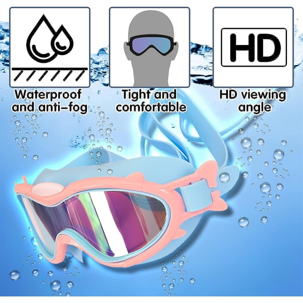 Amebleak børne svømmebriller (4-12 år), lækagesikre og UV-beskyttelse svømmebriller til drenge og piger