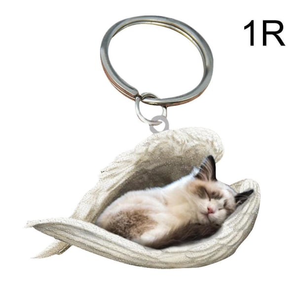 Hängande prydnad nyckelring Söt sovande ängel hundvinge hänge hund present Ca Cat Puppet