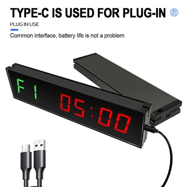 Stor Gym Timer Klokke Gym Stoppeklokke Nedtelling/oppover, Workout Timer Intervall Klokke