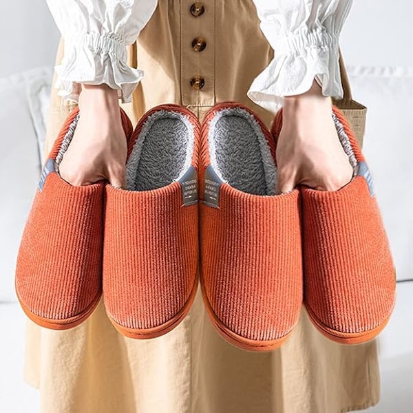 Dame Hjemmesko, Dame Vinter Hjemmesko, Komfortable Hjemmesko, Varme Plysforede Sko, Dame Vinter Hjemmesko Orange Orange Orange 38-39