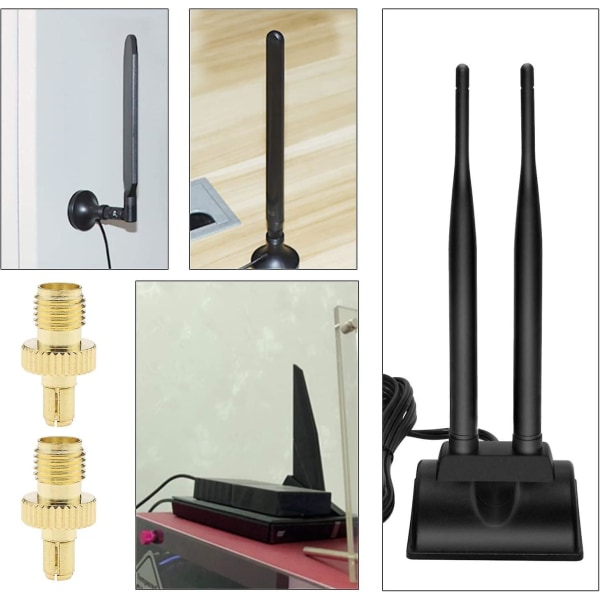 2x Sma hunn til Ts9 hann Rf-adapter Gullbelagte koaksialkontakter for antenner kringkasting Wi-fi trådløse LAN-enheter