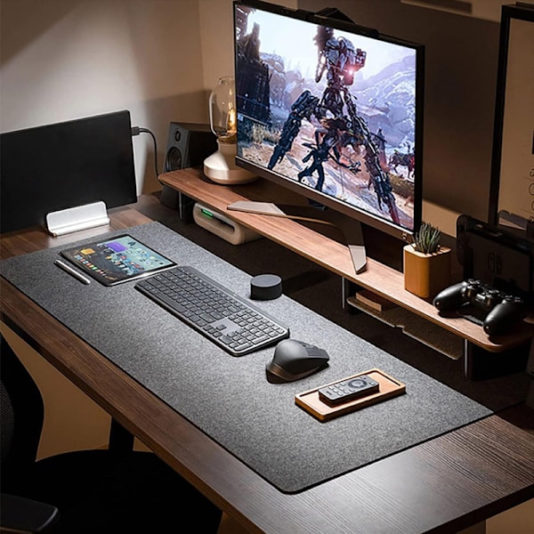 Halkfri Filtmatta för Skrivbord | 900x400x3mm Skrivbordsskydd | Kontorsfiltsmatta | Tangentbordsmatta