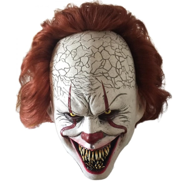 Klovnmaske i Latex, Skrekk Cosplay Rekvisitt Halloween Voksen