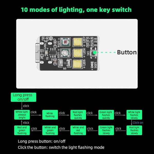 Stroboskop Signal Advarselslampe LED Indikatorlampe LED-lys til Mini 3 Pro/Mini 2