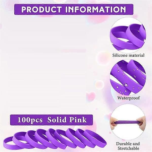 100 st tomma elastiska enfärgade silikonarmband stretch för män kvinnor tonåringar presenter studenter spo