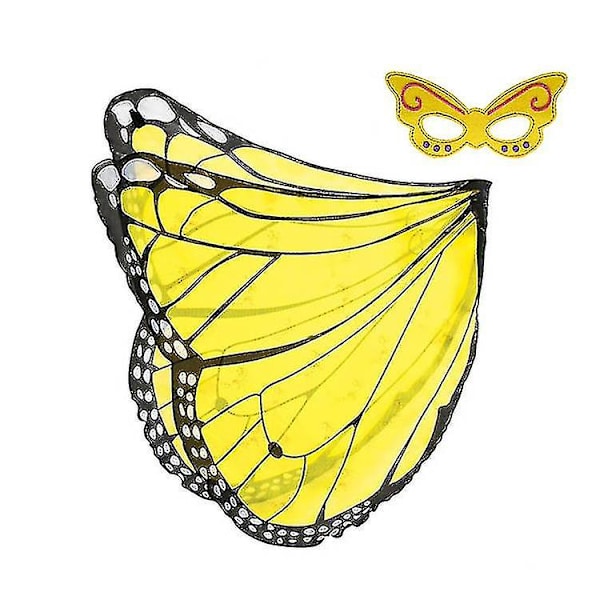 Barnfjärilsvingar Kostym Med Mask För Flickor Klä Ut Sig gQG Yellow