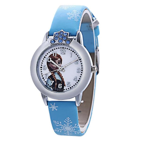 Frosne Elsa Anna Princess Barnearmbåndsur Cartoon Analog Watch Quartz Watches Gift For Girls Blue