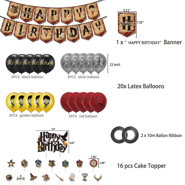Harry Potter tema festdekorationer Træk flag ballon kagekortsæt