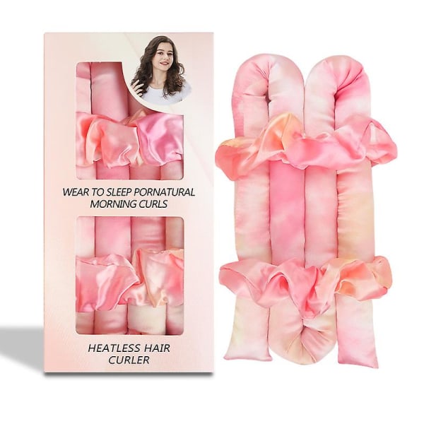 Satin Heatless Curling Set Hårrullar för Heatless Curling, Heatless Hair Curlers Overnight Curls Hårrullar att sova i Heatless Curling Rod Headban C