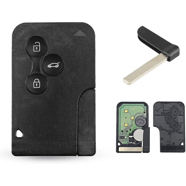 Bilnøglefjernbetjening, 3 knapper nøgleskal Plip Card Nøgle Smartcard-fjernbetjening Compitiabe Withre-nault Megane 2 Scenic 2 Clio 3 (433mhz Pcf7947 Chip)