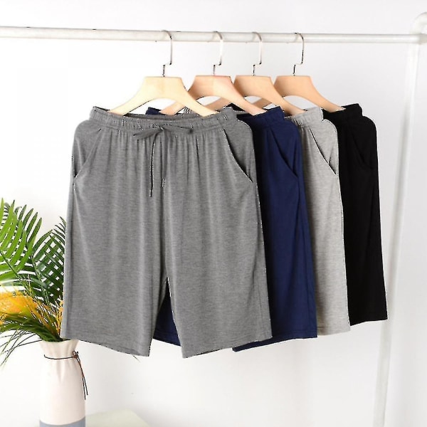 Pyjamasshorts för män och stora män med fickor A Navy Blue 4XL