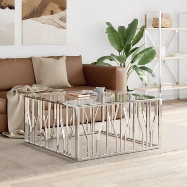 Möbler - Soffbord 100x100x50 cm rostfritt stål och glas - SALALIS - SP1283  a66b | Fyndiq