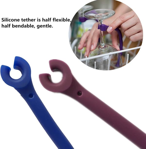 12-pack silikonstöd för vinglas, flexibel hållare för vinglas, diskmaskinsskydd för vinglas, silikonfäste för diskmaskin (lila)