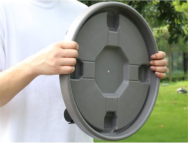 Växtvagn med hjul | Plasthjul | Rullande flyttare | Rund rullande växtställning för inomhus/utomhus (4-pack, grå, 300 [Ytterdiameter: 30 cm])