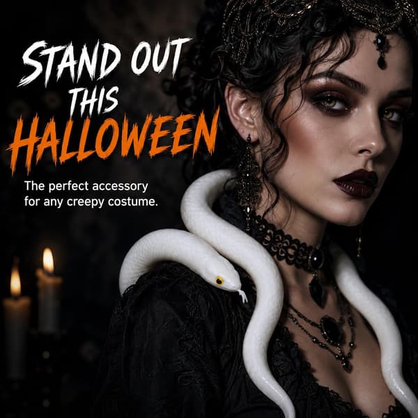 Realistisk leksaksorm, 120 cm vit gummisnok för Halloween