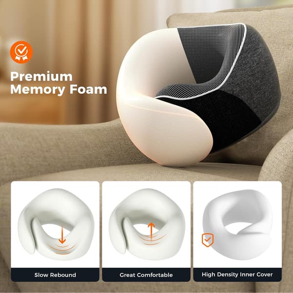Nackkudde för flygplan, resekudde för bil i memory foam, justerbar nackkudde med öronproppar och ögonmask (mörkgrå)