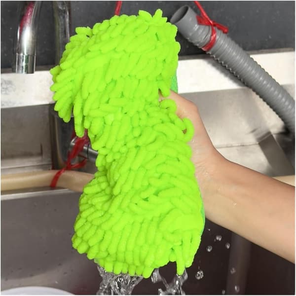 Biltvättstillbehör – Mikrofiberrengöringsborste och svampkit (Fluorescerande grön)