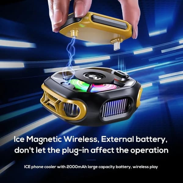 CX12 Extern Batteri Telefonkylare för PUBG-spel, Magnetisk Halvledariskylfläkt med Digital Display för iPhone Android