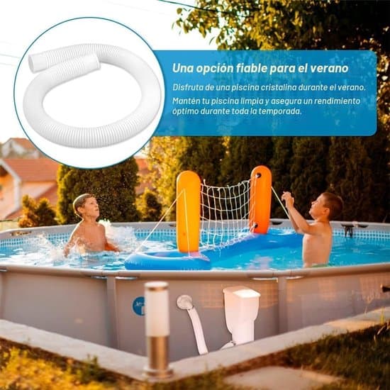 Poolslangset – 32 mm – 2-delat set, 1,5 meter slang – inkluderar 4 slangklämmor och kopplingar – vit
