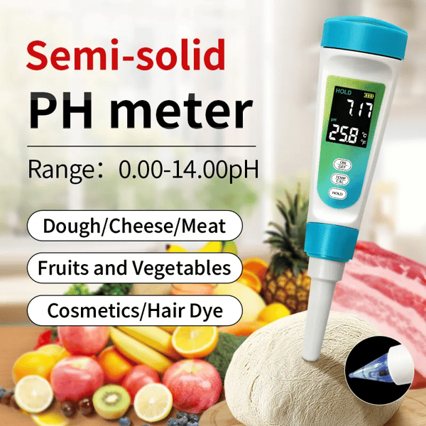 Intelligent Digital pH-mätarpenna, Vattenkvalitetstestare med hög precision med 3-punkts kalibreringspulver (pH4.00/6.86/9.18), LCD-display, Bärbart pH-test