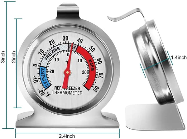 Kylskåpstermometer, stor urtavla frysetermometer, klassisk serie temperaturtermometer för kylskåp frys kylare (3-pack)