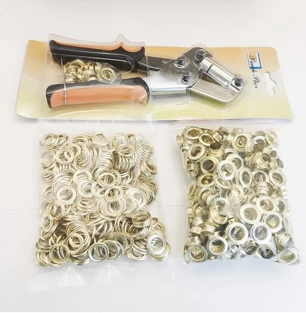 Manuell öljetttång, lädertyger presenningar öljetttångset med 300 st diameter 10 mm öljetter