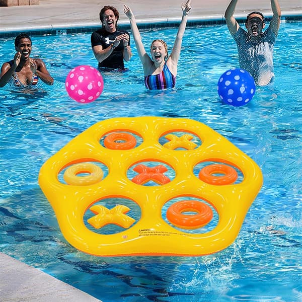 Hexagonal poolkastleksak – tjock, uppblåsbar badleksak med färgglada vattenkastdockor
