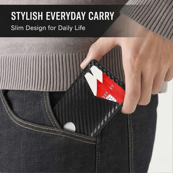 Minimalistisk Plånbok, Maximal Kapacitet Minimalt Fotavtryck, Herr RFID Plånbok Slim Pop Up Korthållare (Solid Svart)