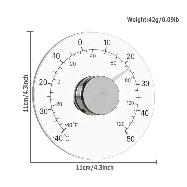 Fönstertermometer för inomhus och utomhus, inget batteri krävs, transparent urtavla, vädertermometer, exakta avläsningar för hem, kontor, uteplats