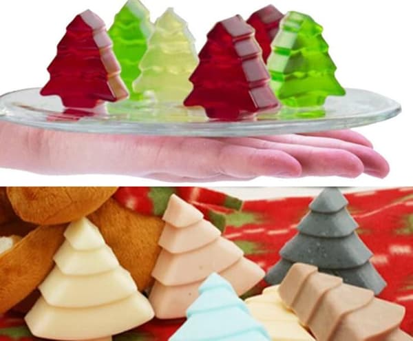 2-pack silikonformar för julgranar, 6 hålrum för godis, tårta, tvål, choklad, vax – non-stick bakform
