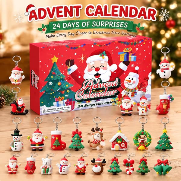 Julkalender 2026, 24-dagars nedräkning 24 överraskningsfigurer present Keychain