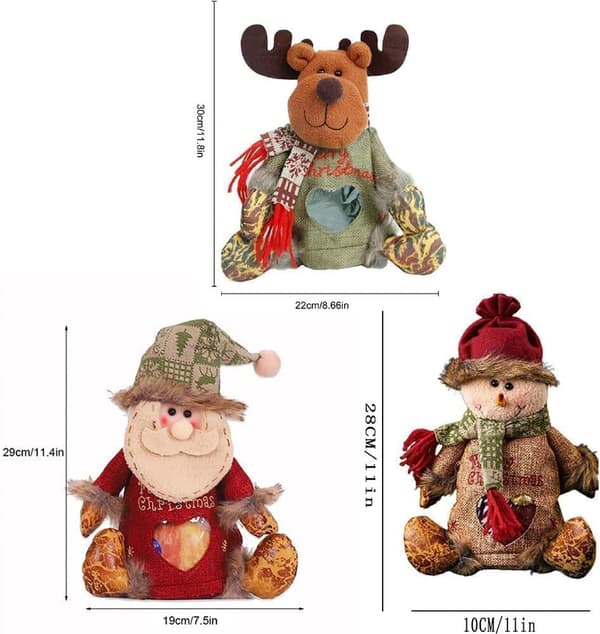 Julklappspåse set, Julkväll godis presentpåse, Julbords presentpåse, Jultomte dockmönster, juldekoration