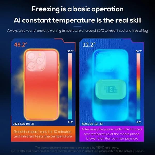 CX12 Extern Batteri Telefonkylare för PUBG-spel, Magnetisk Halvledariskylfläkt med Digital Display för iPhone Android