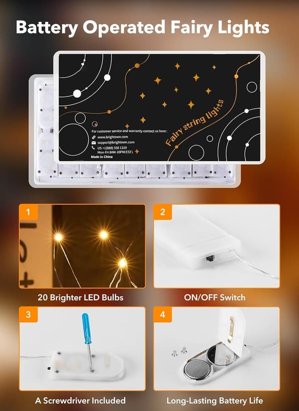 LED-ljusslingor – Eldflugor & Månsken – 20 lysdioder per slinga, vattentäta, silvertråd – För bröllop, fester, sovrum – DIY-hantverksprojekt