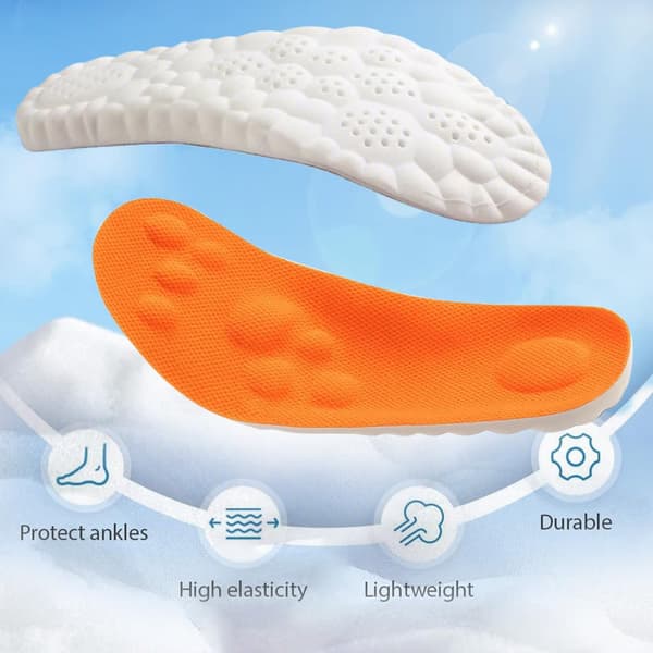 2 par inläggssulor i memory foam, ventilerande dämpande hålfotsstöd för män & kvinnor, orange 35 35
