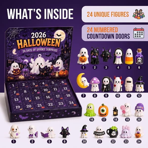 2026 Halloween 24 dagar Spooky Countdown Blind Box, 24 nätter av skräck Mini samlarfigurer, Halloween skrivbordsdekoration prydnad presentförpackning