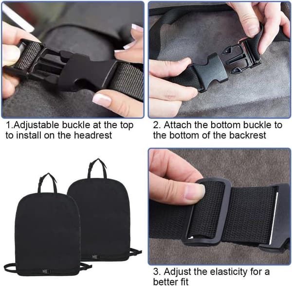 Premium ryggstödsskydd – 2-delat set – Barnstolsskydd – Baksätesmattor – Sätesorganisatör – Ryggstödsskydd – 60 x 45 cm